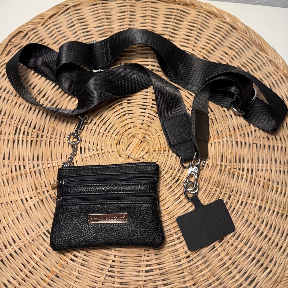 Black Crossbody phone holder Badge Pouch with Wide Strap - Unbranded